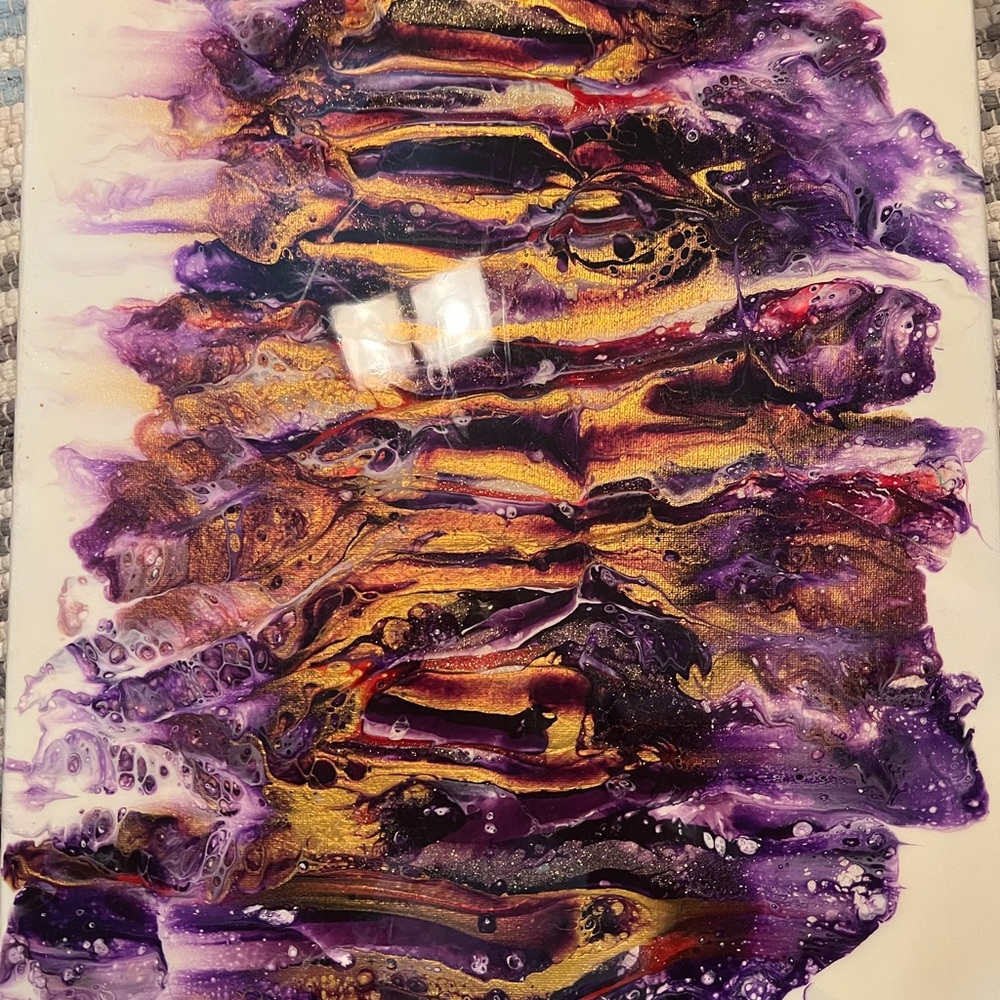 Abstract Purple and Gold Canvas Art